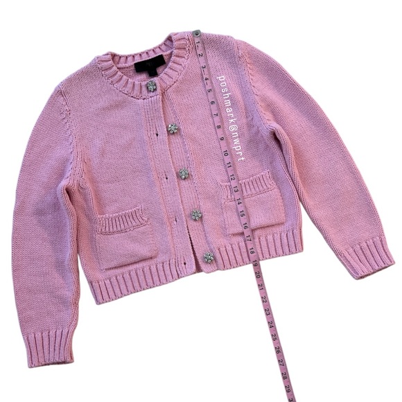 ZARA πΈ Pink Cardigan Jeweled Sweater Rhinestone Buttons XS S Tank Top - Picture 7 of 10